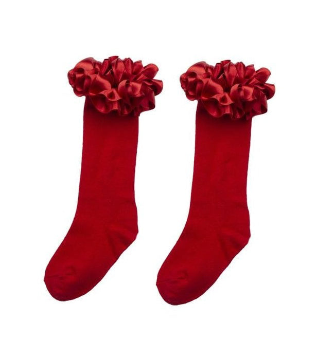 044918 Knee High Ruffle Sock Red