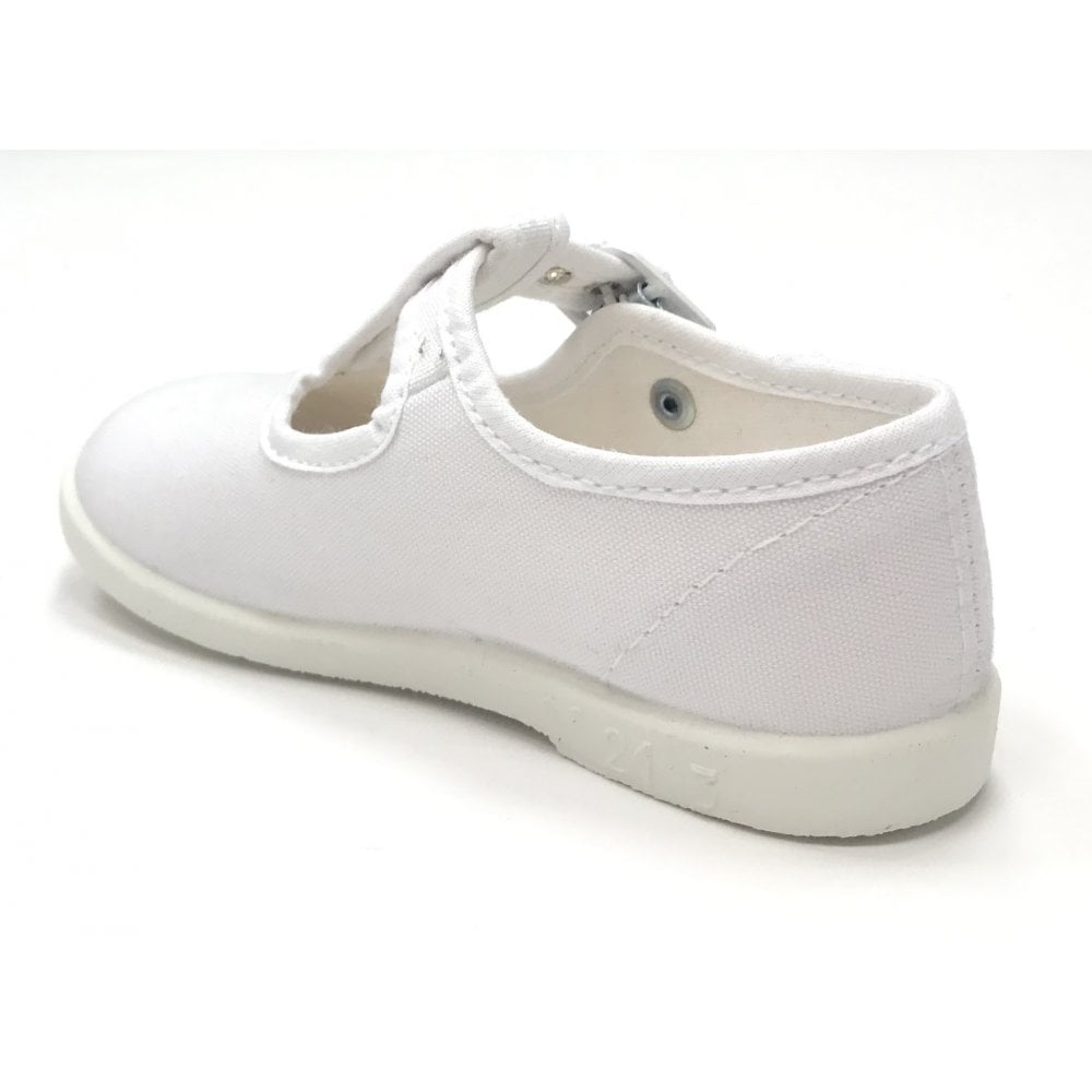 1200 Canvas T-Bar Shoe White