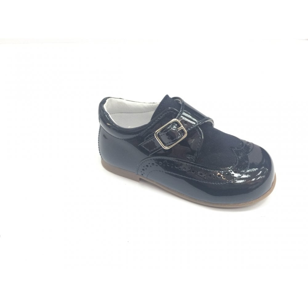 12069 Boys Brogue Buckle Navy Shoe