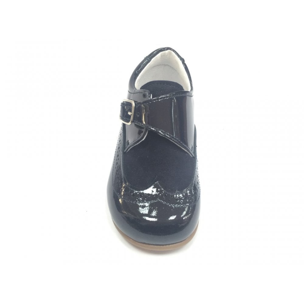 12069 Boys Brogue Buckle Navy Shoe