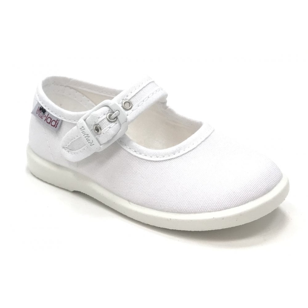 1210 Canvas Mary Jane Shoe White