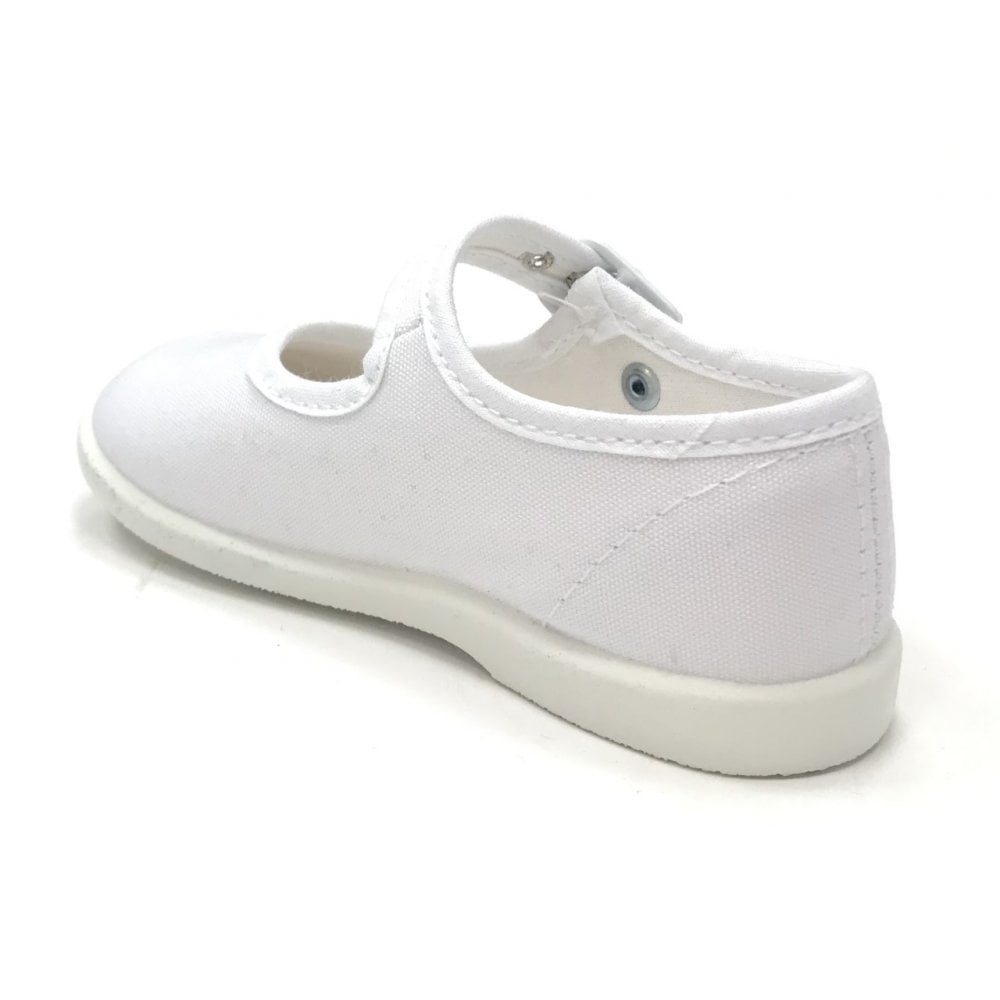 1210 Canvas Mary Jane Shoe White