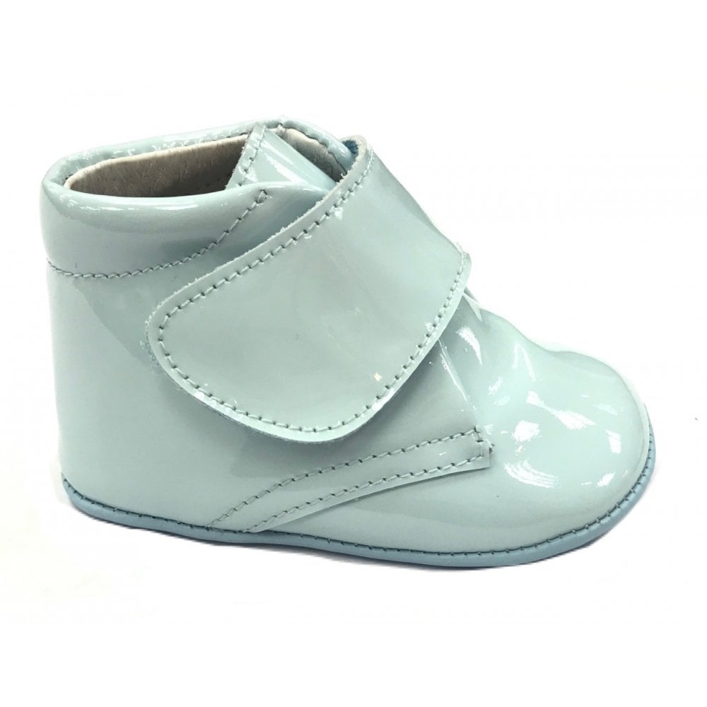 12521 Velcro Pram Boots Baby Blue Patent