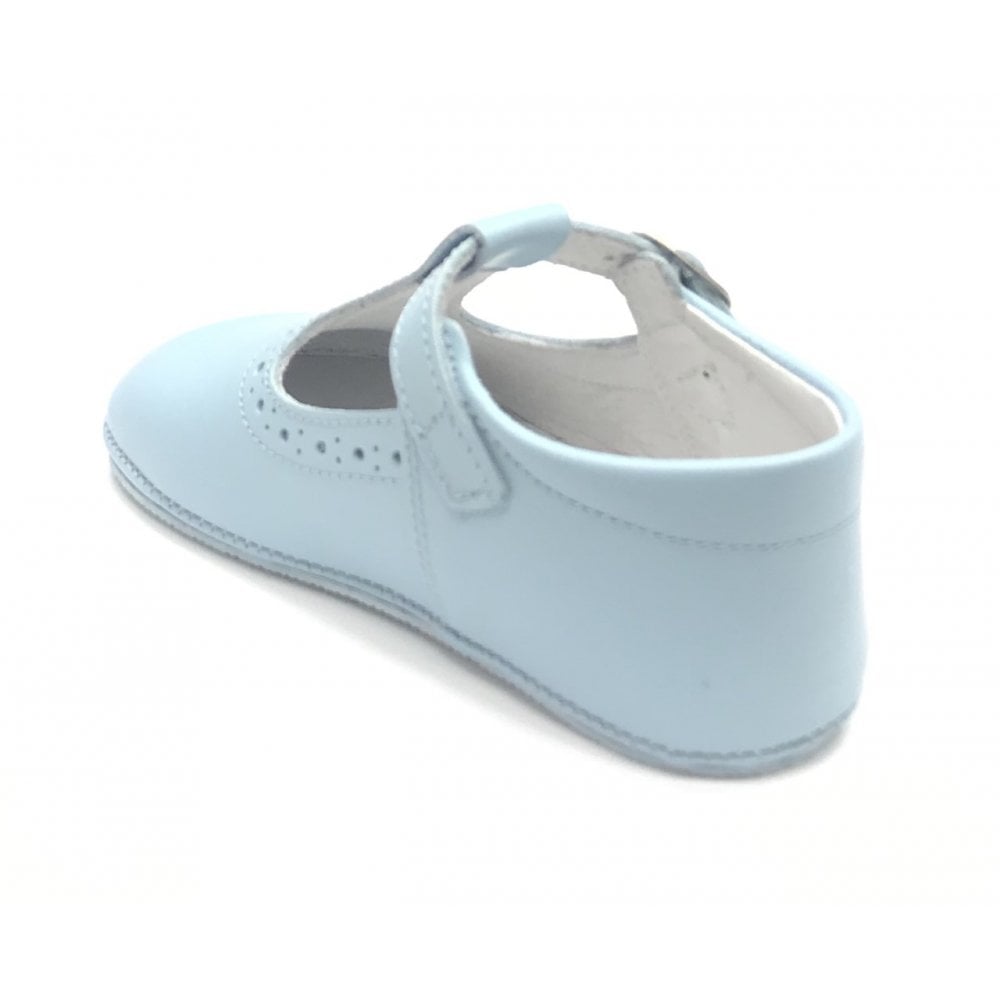 161002 Baby Blue Leather T-Bar Shoe
