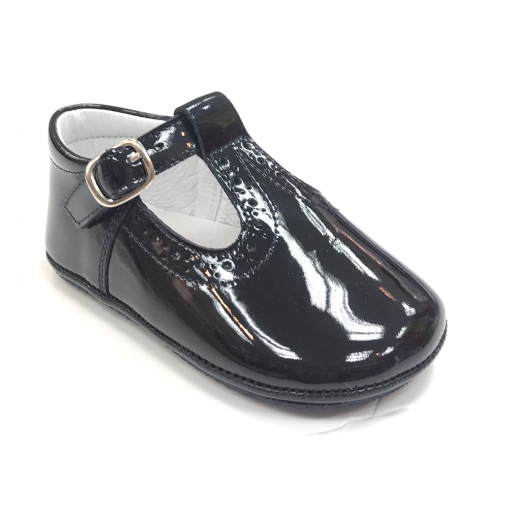 161002 Black Patent T-bar Shoe