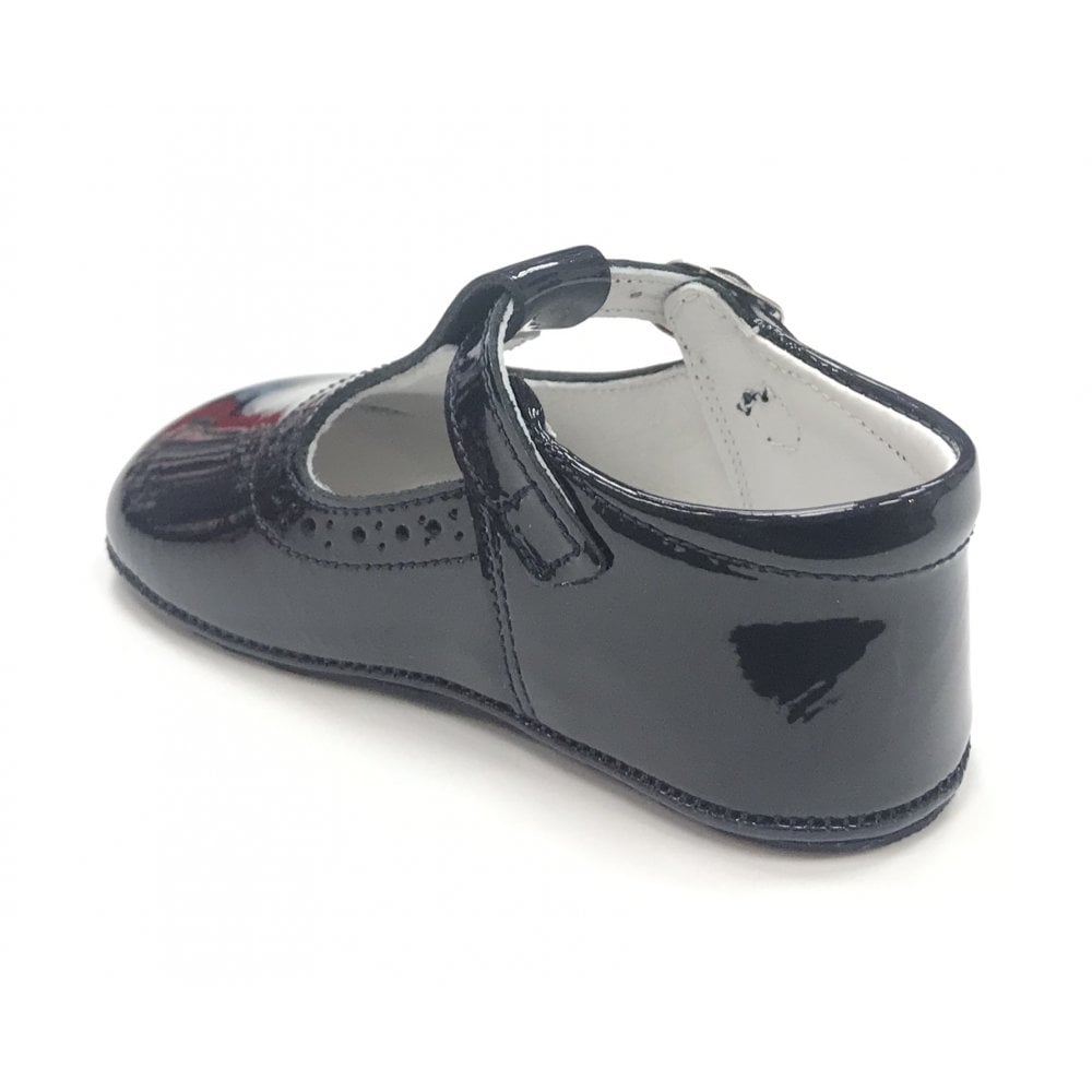 161002 Navy Patent T-Bar Shoe