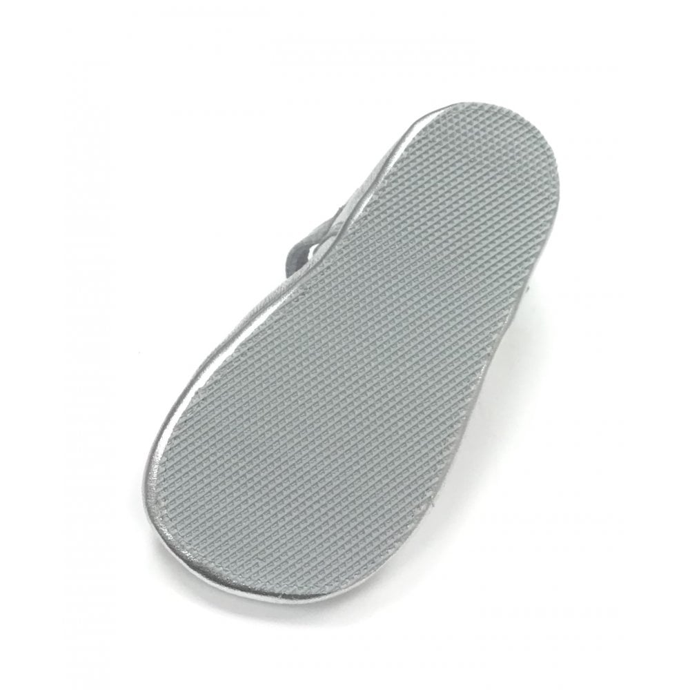 161002 Silver Leather T Bar Shoe