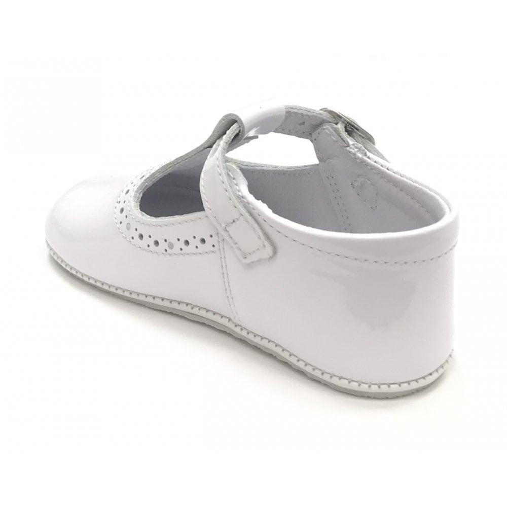 161002 White Patent T-Bar Shoe