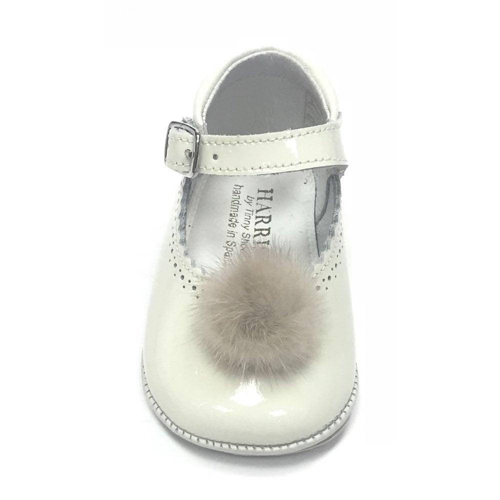 172009 Cream Pompom Pram Shoe
