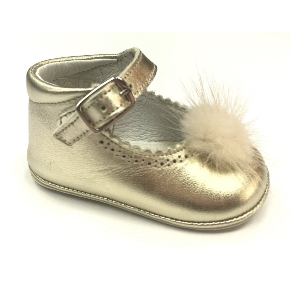 172009 Gold Pompom Pram Shoe