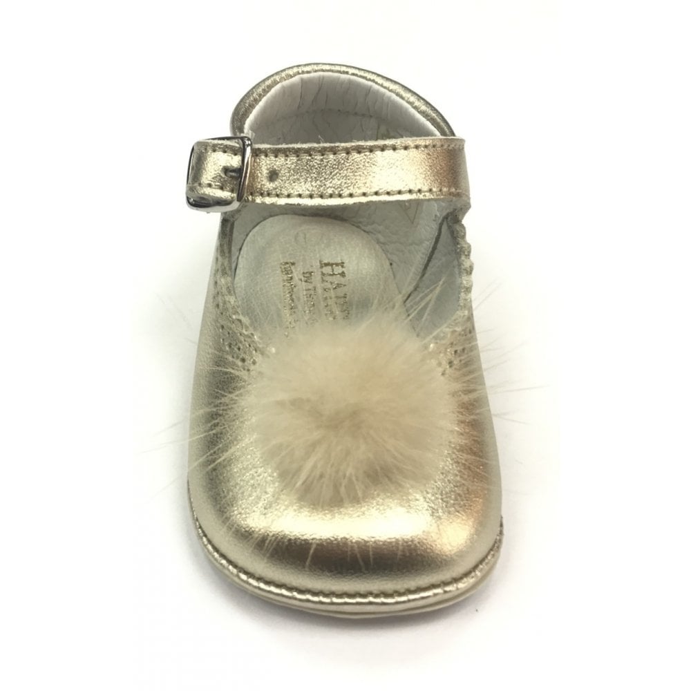 172009 Gold Pompom Pram Shoe