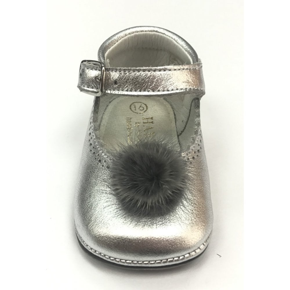 172009 Silver Pompom Pram Shoe