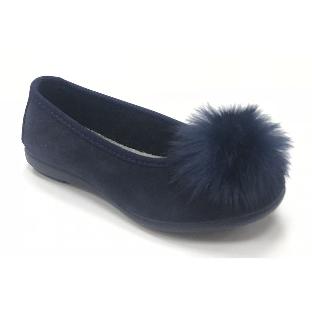 2405-070 Navy Suede Pom Pump