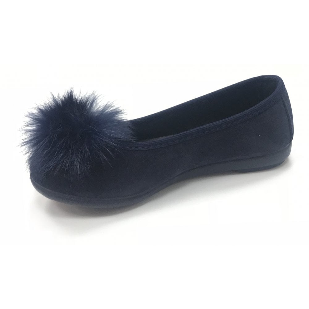 2405-070 Navy Suede Pom Pump
