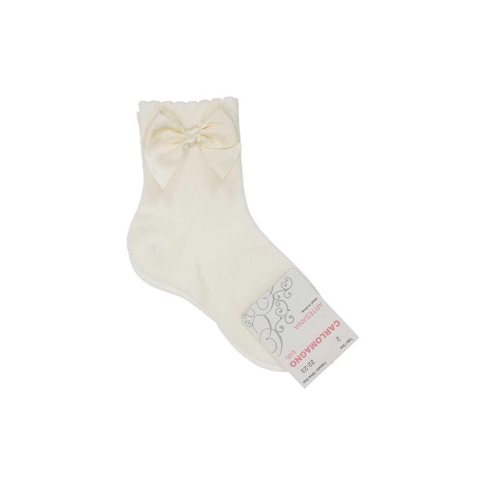 2849 Short Ribbon Bow Socks Cream