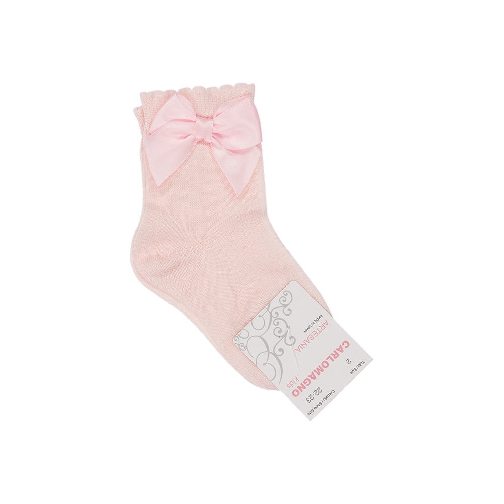 2849 Short Ribbon Bow Socks Pink