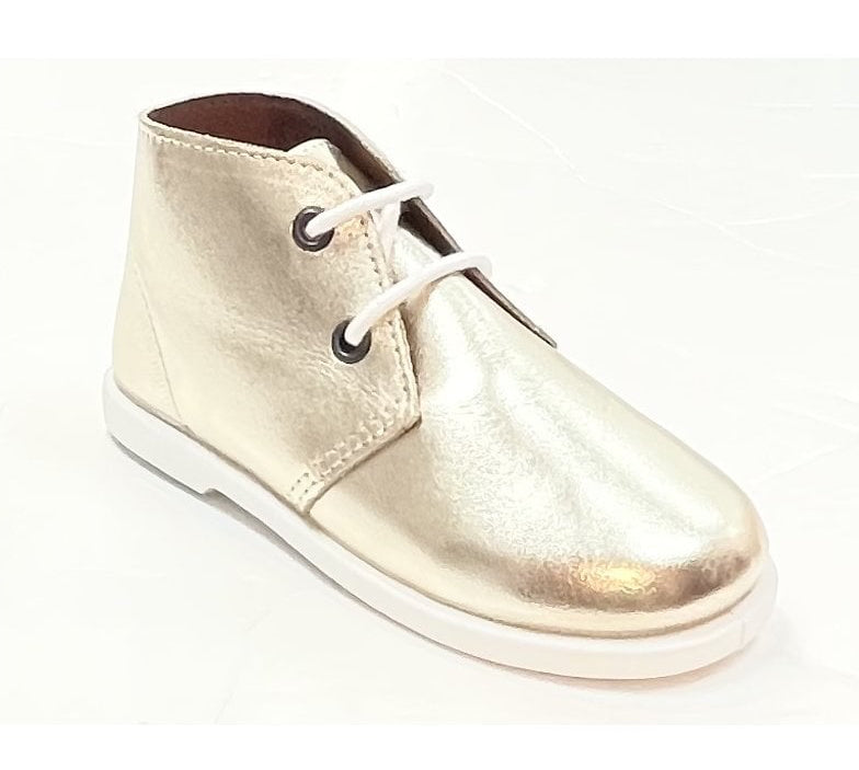 40200 Girls Leather Lace Up Boot Gold