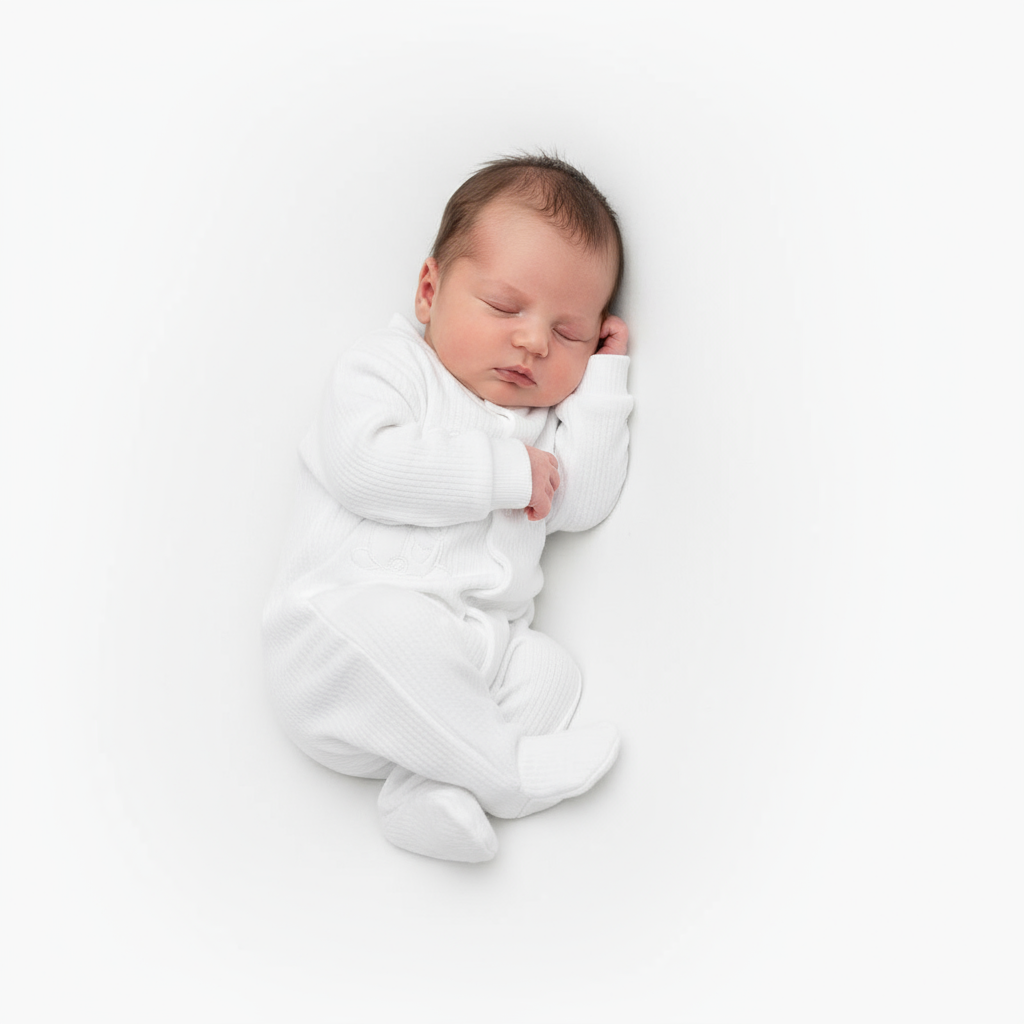 A20355 White Ribbed Babygrow