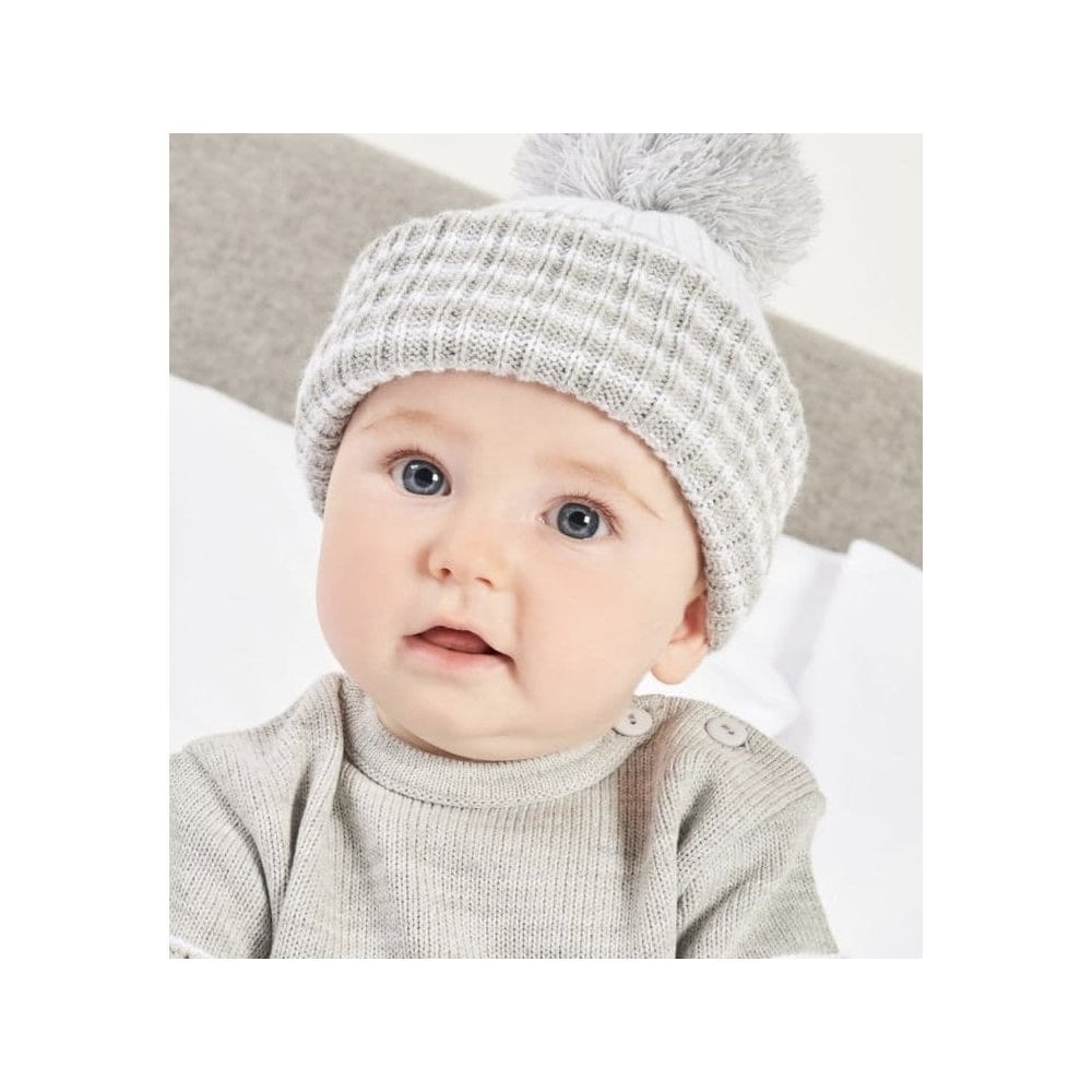 Grey Baby Knitted Pom Pom Hat