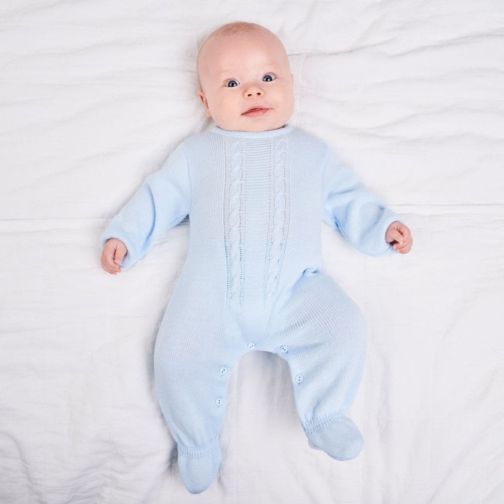 A2623 Blue Knitted Baby Grow