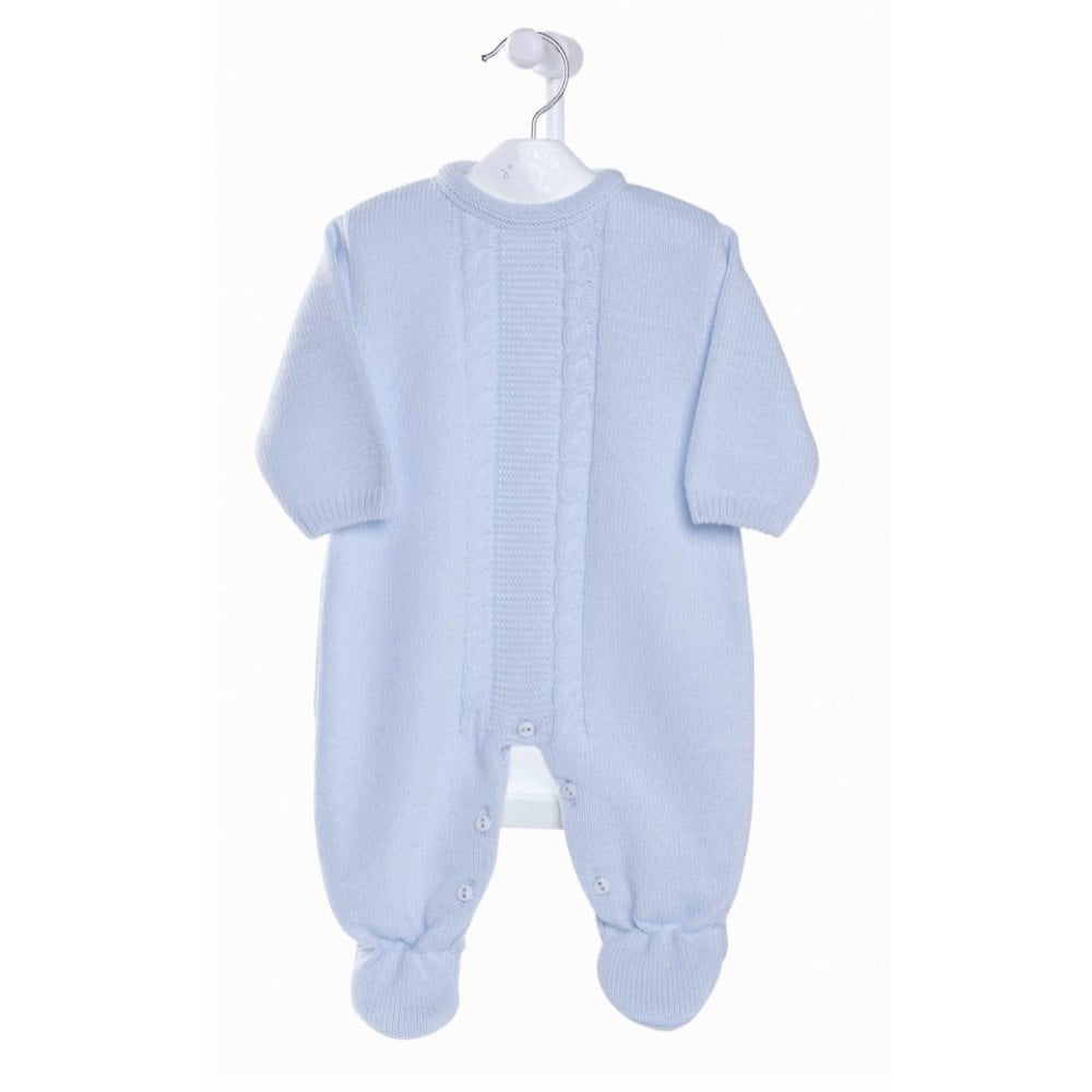A2623 Blue Knitted Baby Grow