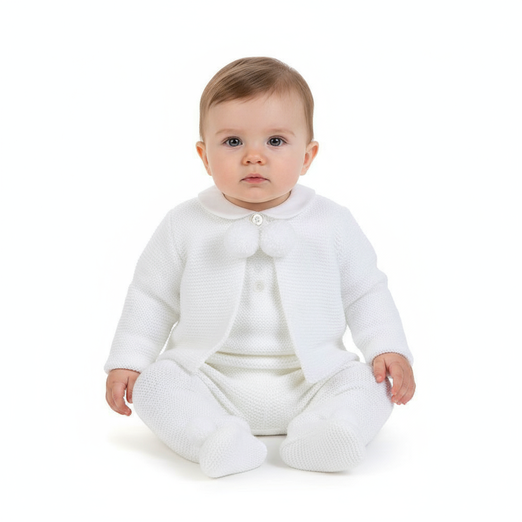 A2563 White Knitted Jacket & Legging Set