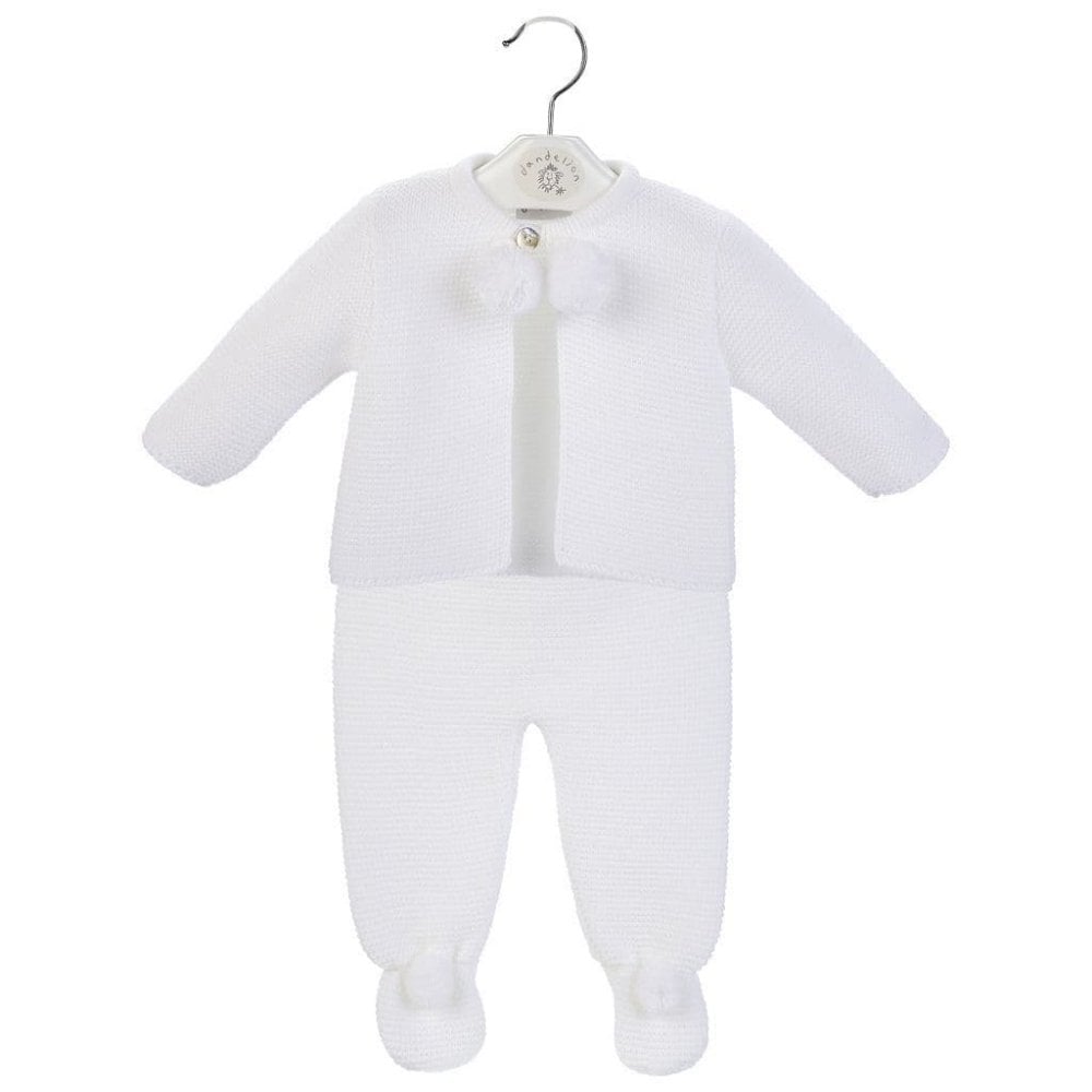 A2563 White Knitted Jacket & Legging Set