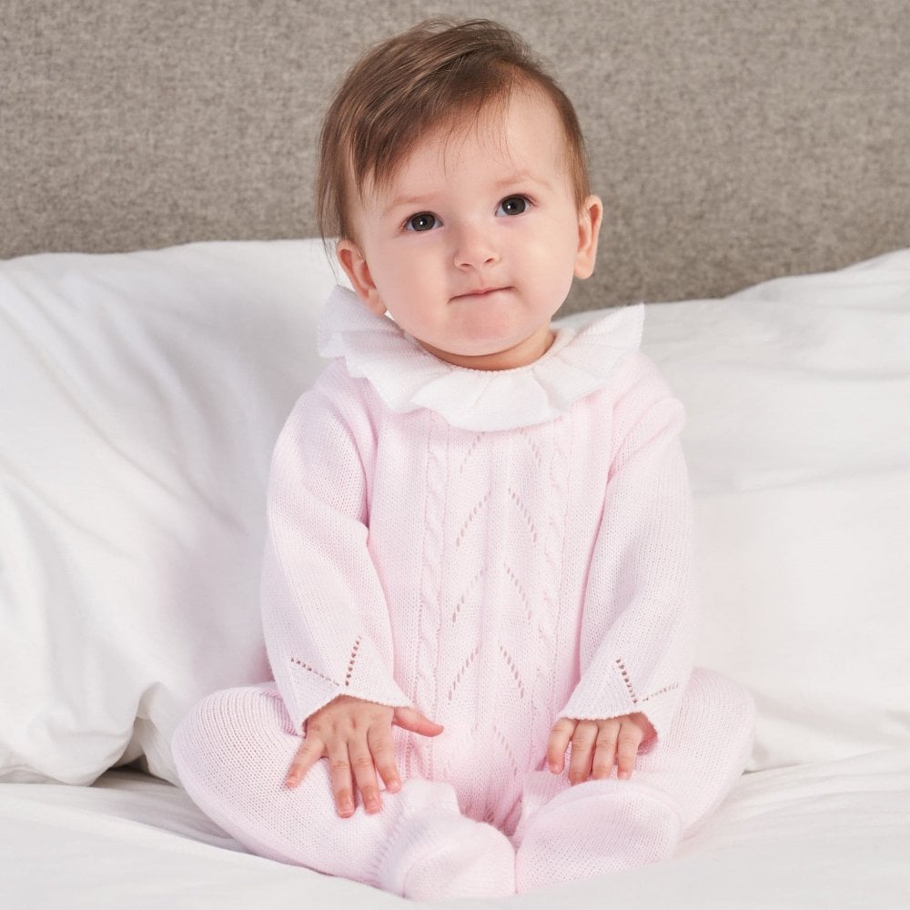 A3975 Ruffle Collar Knitted Baby Grow