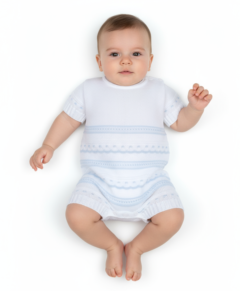 A2487 White and Blue Romper