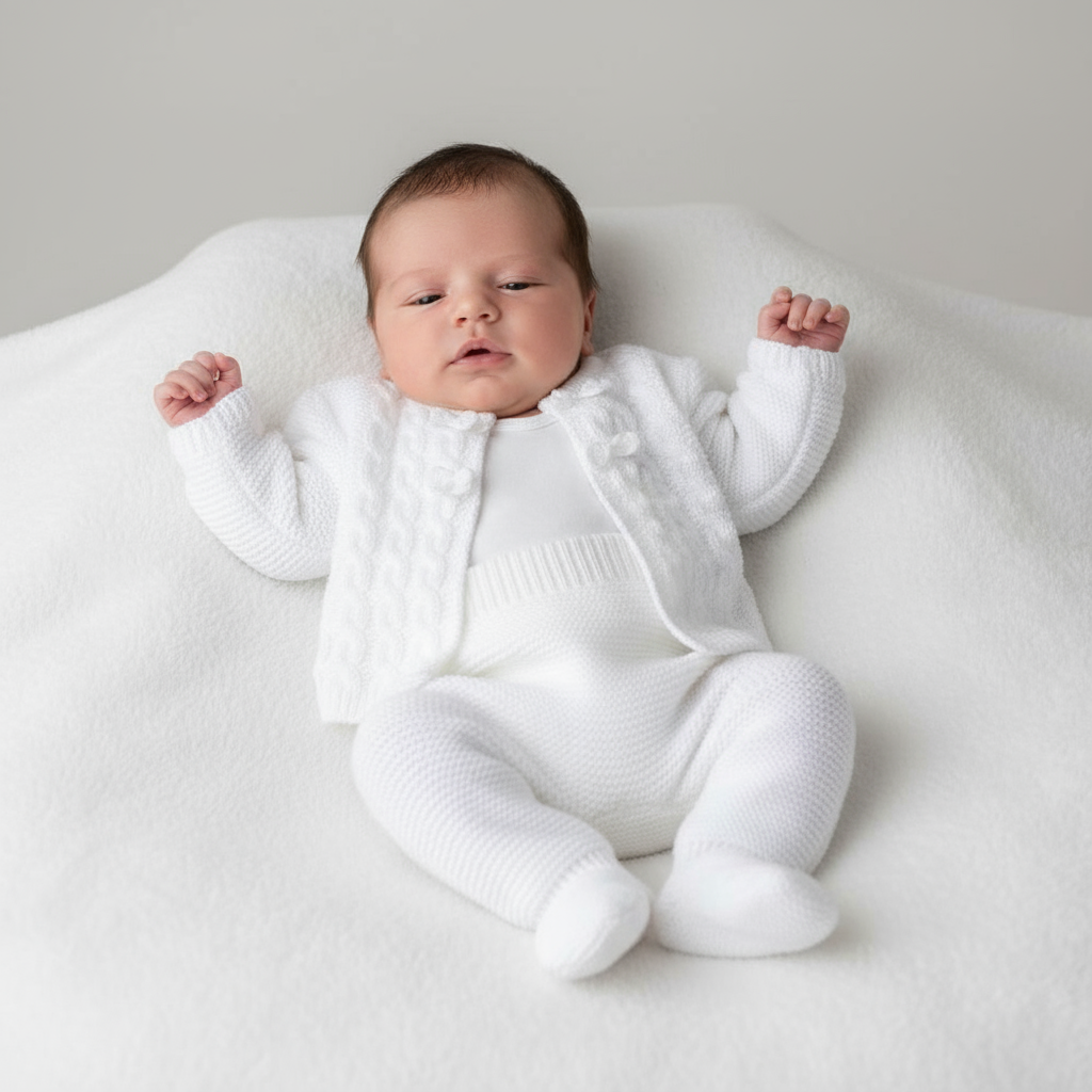 A1968 White Knitted & Trouser Set