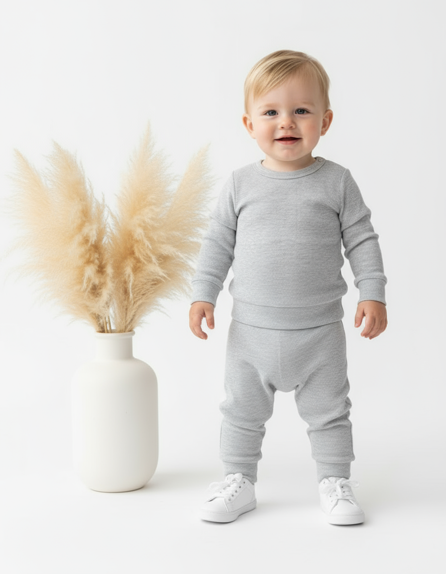 Cribstar Ribbed Lounge Set Melange Grey
