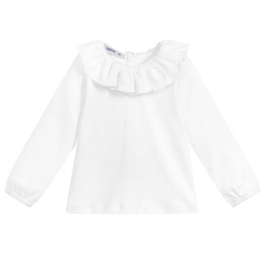 81117 White Frill Neck Top