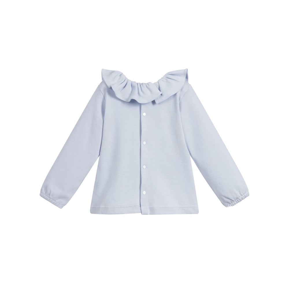 81117 blue frill neck top