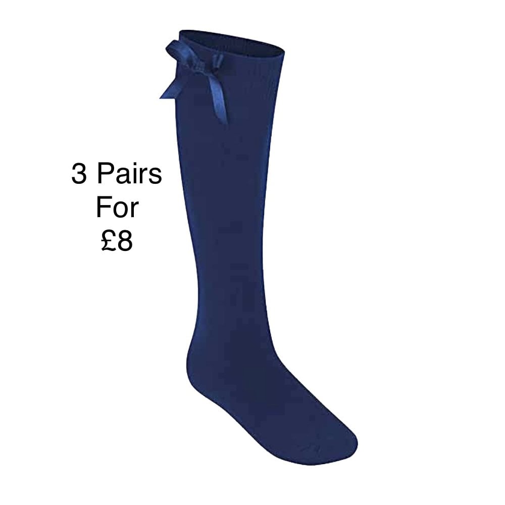 Ribbon Bow School Socks Navy
