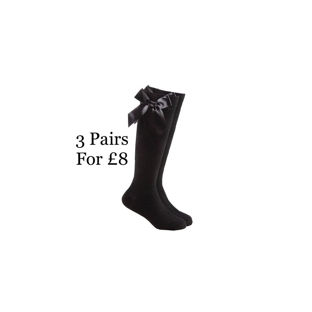 Ribbon Bow School Socks Black