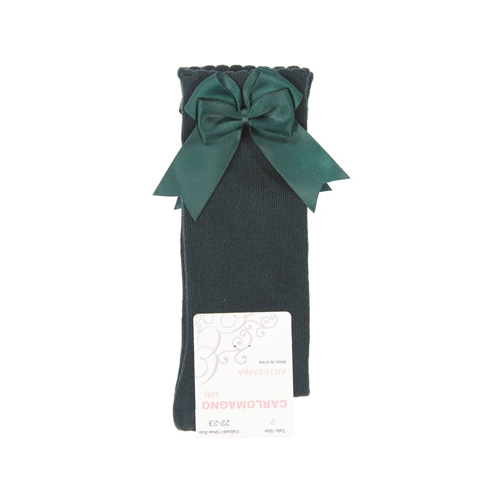 UKG2 Bottle Green Ribbon Bow Socks