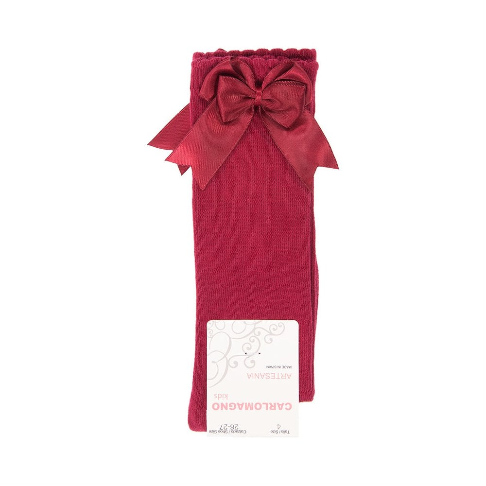 UKG2 Burgundy Ribbon Bow Socks
