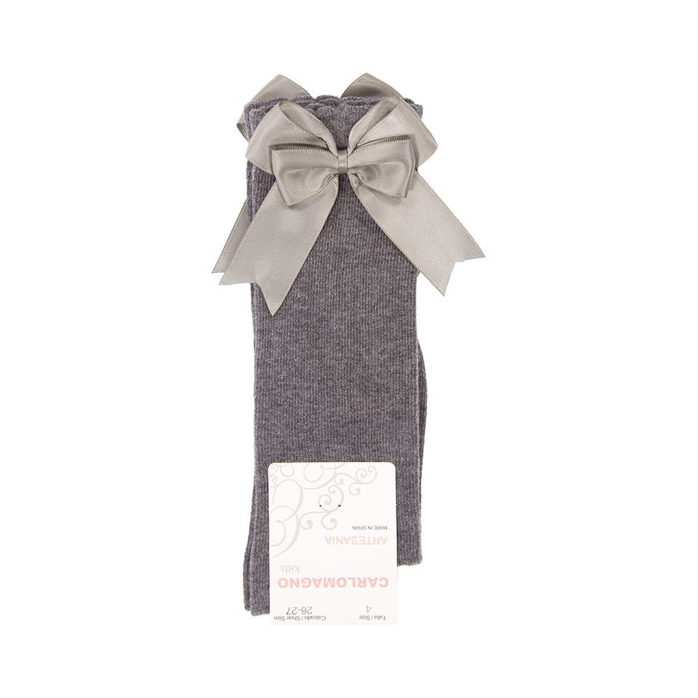UKG2 Light Grey Ribbon Bow Socks