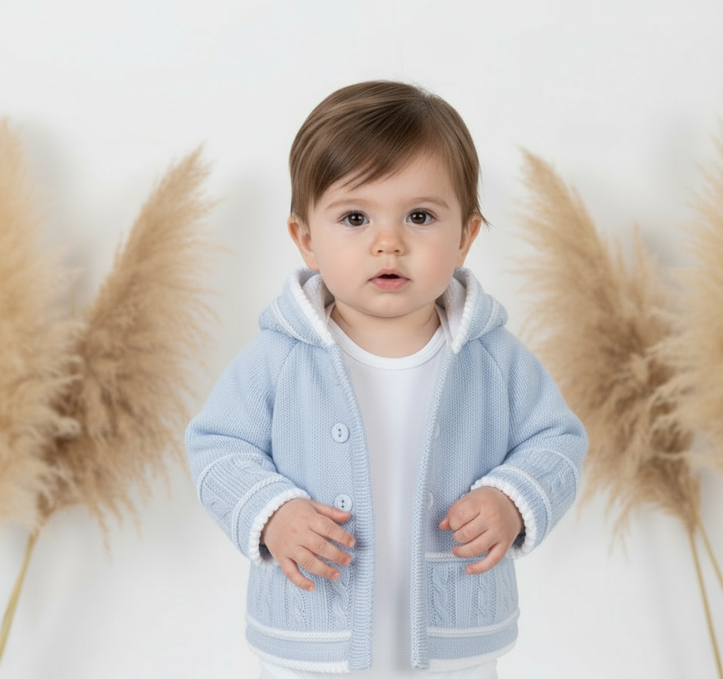 A1570 Baby Boys Blue Knitted Jacket
