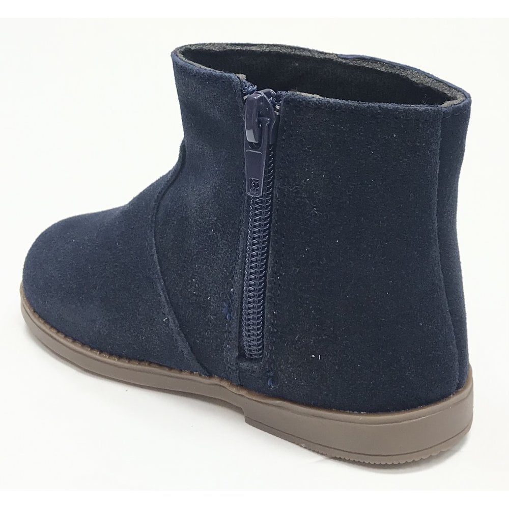 A2644 Navy Seude Pom Pom Boot