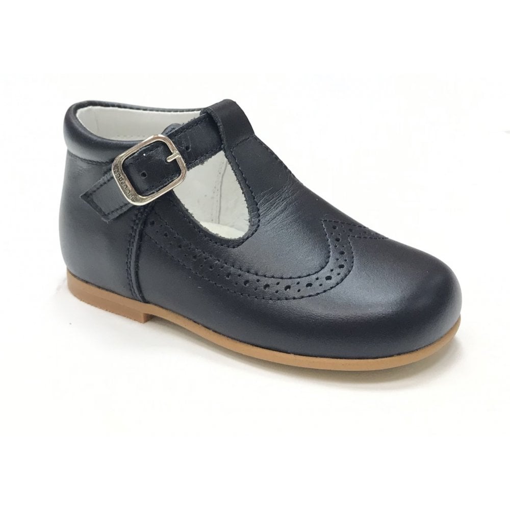 A71134 Navy Leather T-Bar Shoes