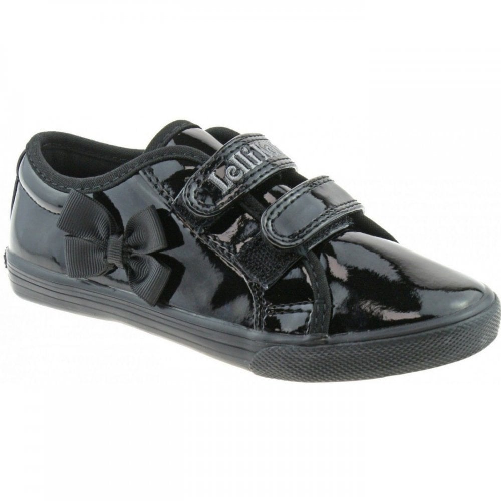 LK8199 Lily Black Patent Bow Plimsole