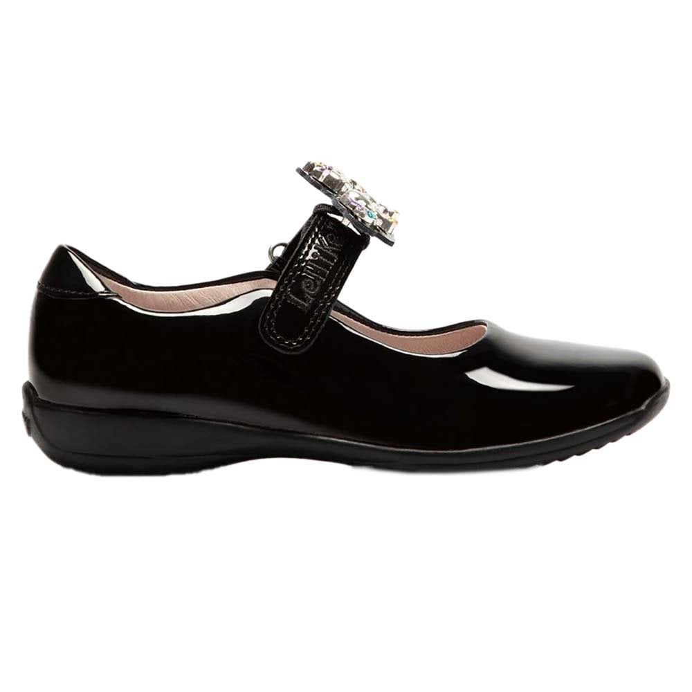 LKS08113 Bella 2 Unicorn School Shoe F Fit Black Patent