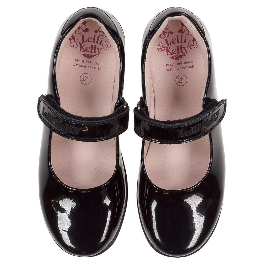 LKS08113 Bella 2 Unicorn School Shoe F Fit Black Patent