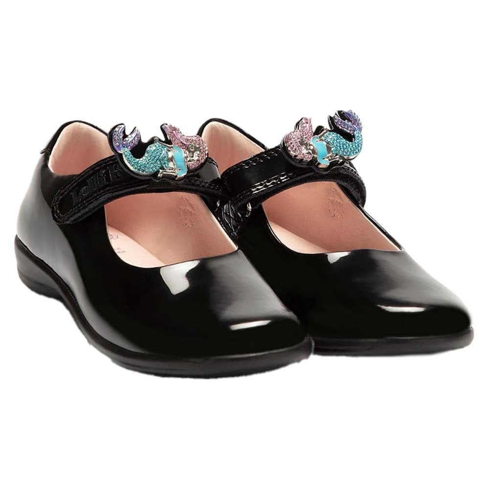LKSO8111 Maribella 2 Mermaid School Shoe F Fit Black Patent