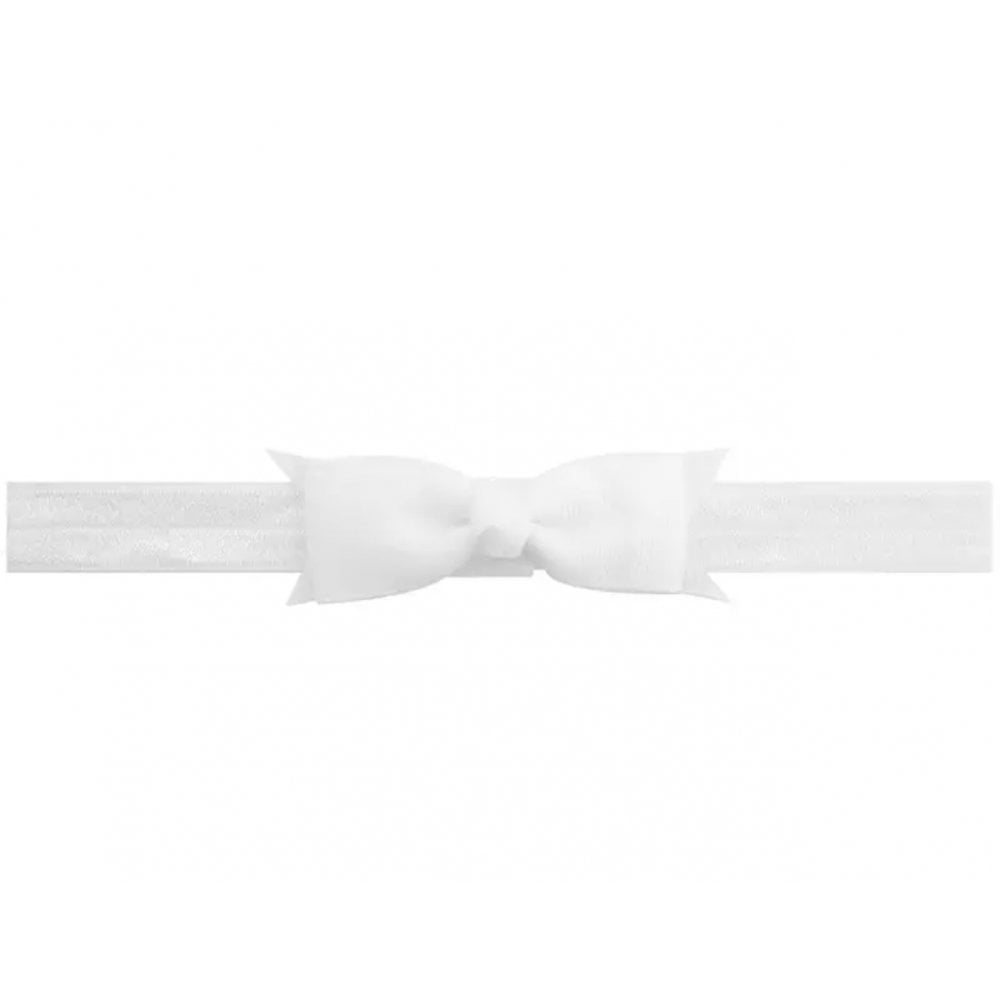 Baby Flat Bow Headband White