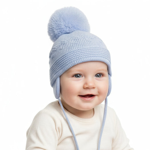 Belle Babies & Kids Blue Pom Pom Hat
