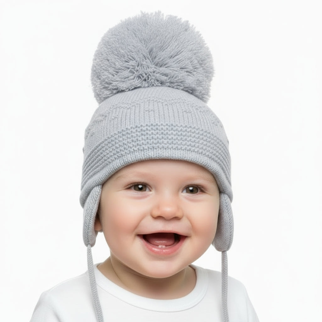 Belle Babies & Kids Grey Pom Pom Hat