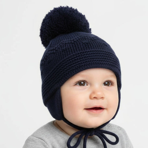 Belle Babies & Kids Navy Pom Pom Hat