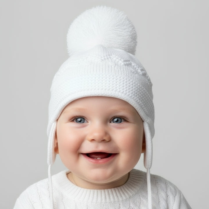 Belle Babies & Kids White Pom Pom Hat